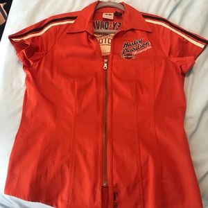 Harley Davidson zip up garage shirt.
